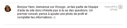 message de bienvenue sur woozgo
