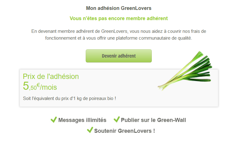 Tarifs & Abonnements - MyGreenLovers