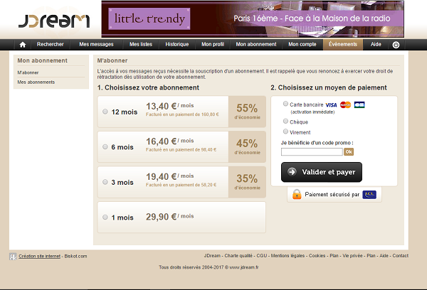 Jdream - Tarifs Et Prix abonnements vip