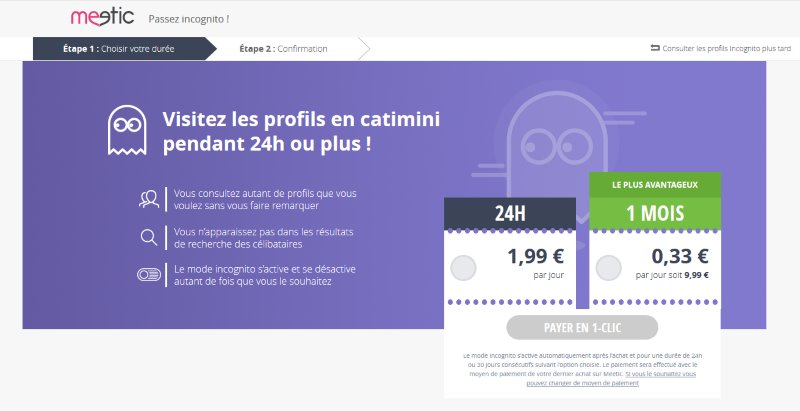 Mode Incognito Meetic - Avis , Test et Prix