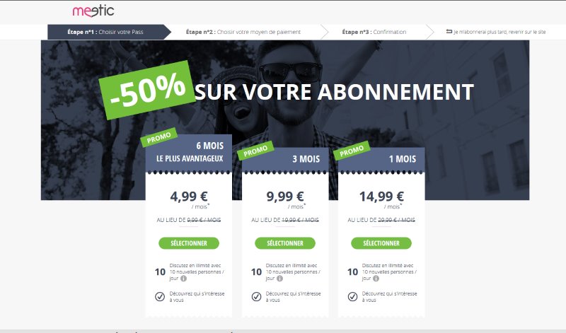 promo meetic 50% de r&eacute;duction - abonnement pas cher