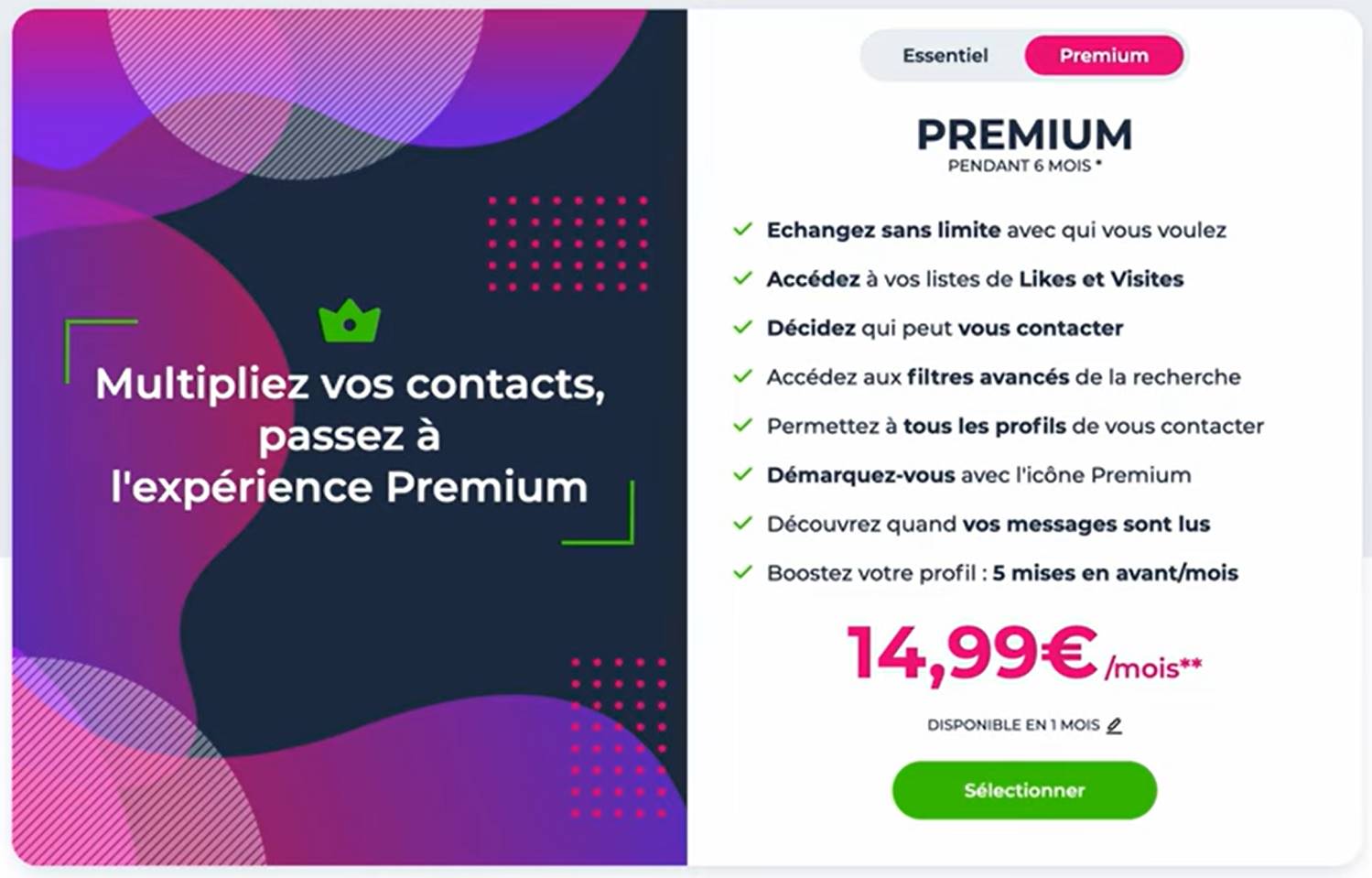 tarifs courrone verte meetic