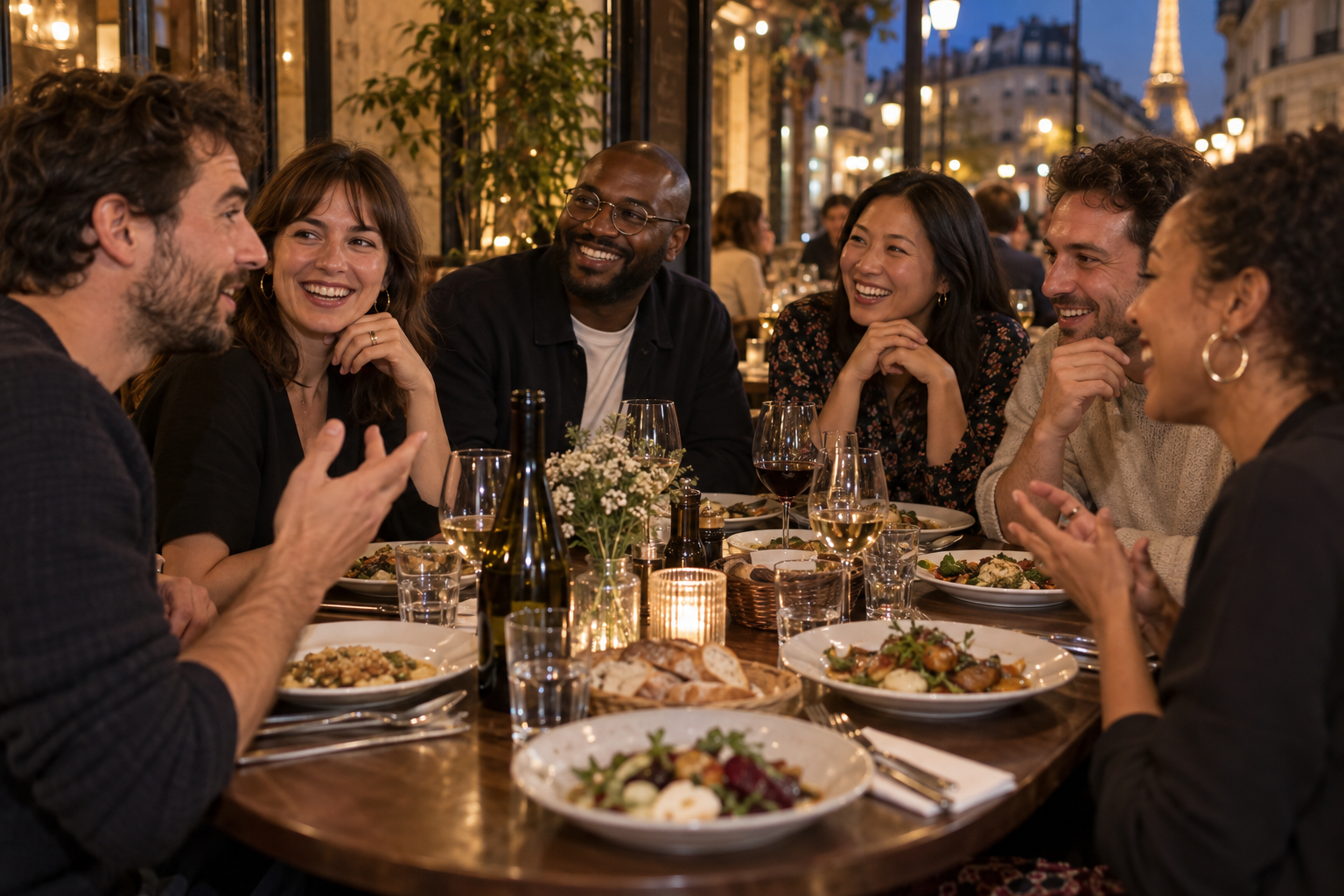 Dîner Timeleft entre six inconnus dans un restaurant